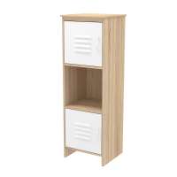 3 Cube Wood Storage Shelf Cabinet Bookcase with 2 metal doors