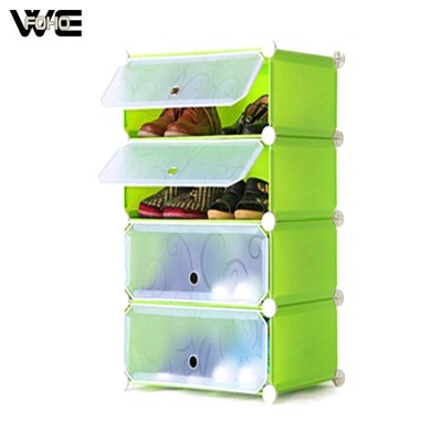 Shoe rack storage solid green color and white door