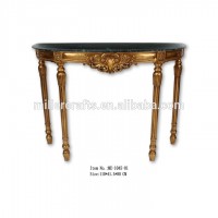 French Style Green Marble with Antique Gold Finish Console Tables For Sale